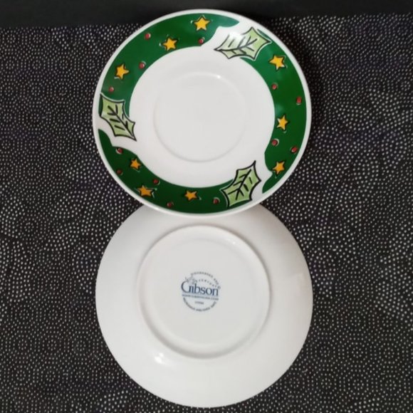 2 Gibson Designs Christmas Treasures SAUCERS PLATE - Picture 4 of 9